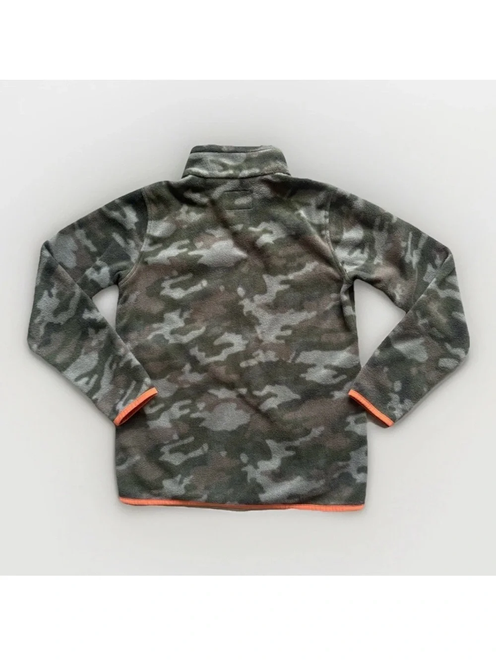 Amazon Essentials Boys L(9/10) Camo Full Zip Fleece Jacket Orange Trim